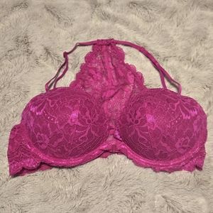 PINK Victoria's Secret Front Closure Hot Pink Push Up Bra